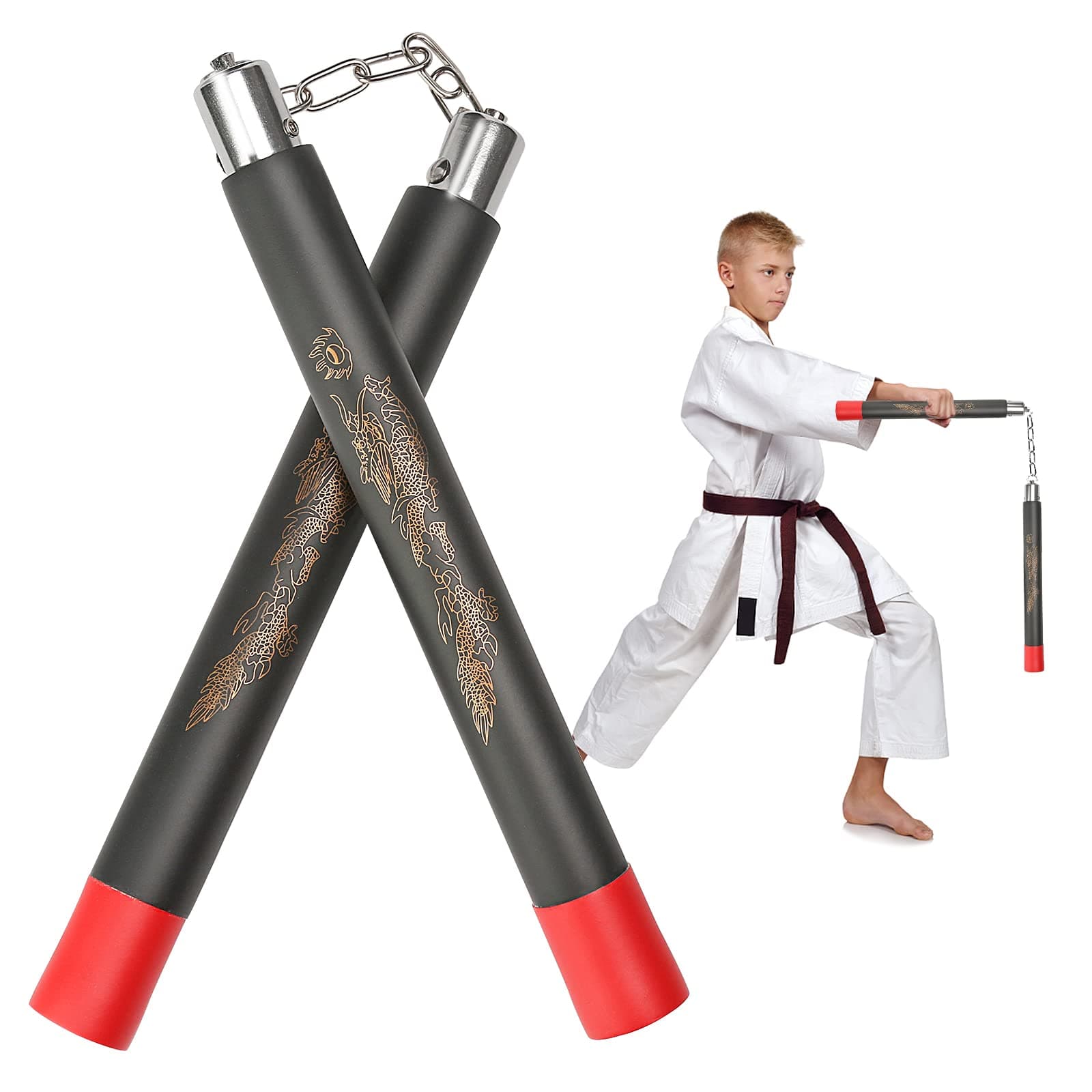 DONQL Foam Nunchucks for kids and beginners Training Nunchucks of Martial Arts Padded Training Practice Nunchakus Portable Good Gift and Toy for Kids