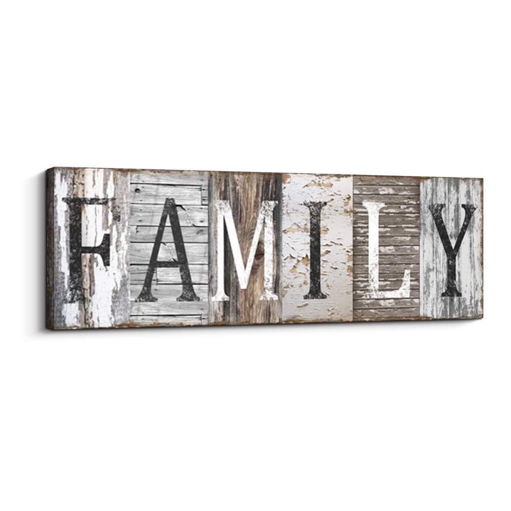 Quotes Wall Art Decor, Family Decorative Signs Inspirational Motto Canvas Prints (With Solid Wood Inner Frame) (Family, 6 x 17 inch)