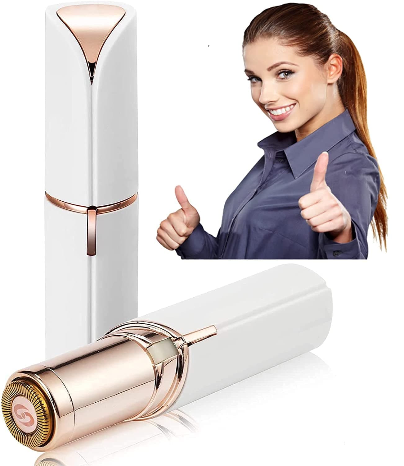ARIE Facial Hair Removal Machine for Women - Chin, Cheek, Eyebrow, Upper Lip Hair Remover for Women - Lipstick Shaped and Easy to Carry (12), White
