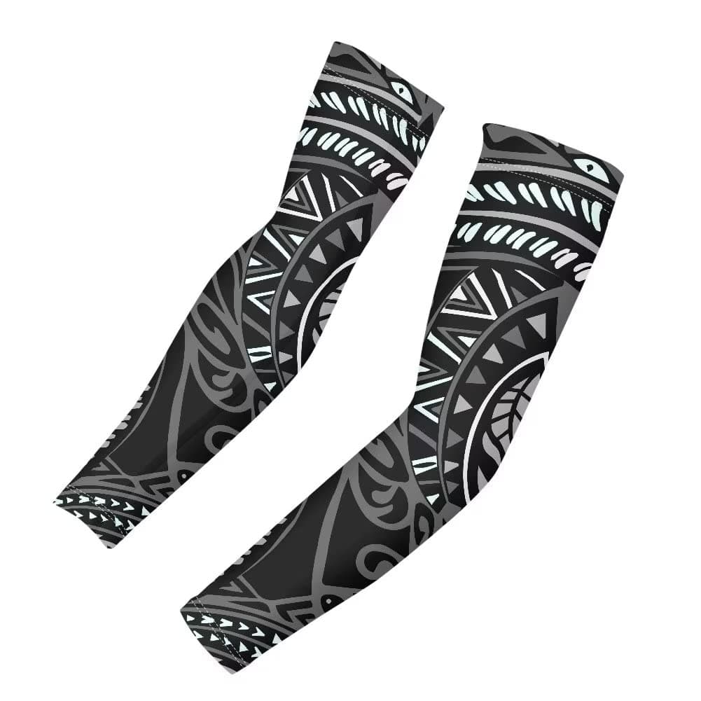 JOAIFO 2 Packs Polynesian Print Arm Sleeves for Women Men,Sun Protection Cooling Compression Sleeves,Novelty Arm Covers Set