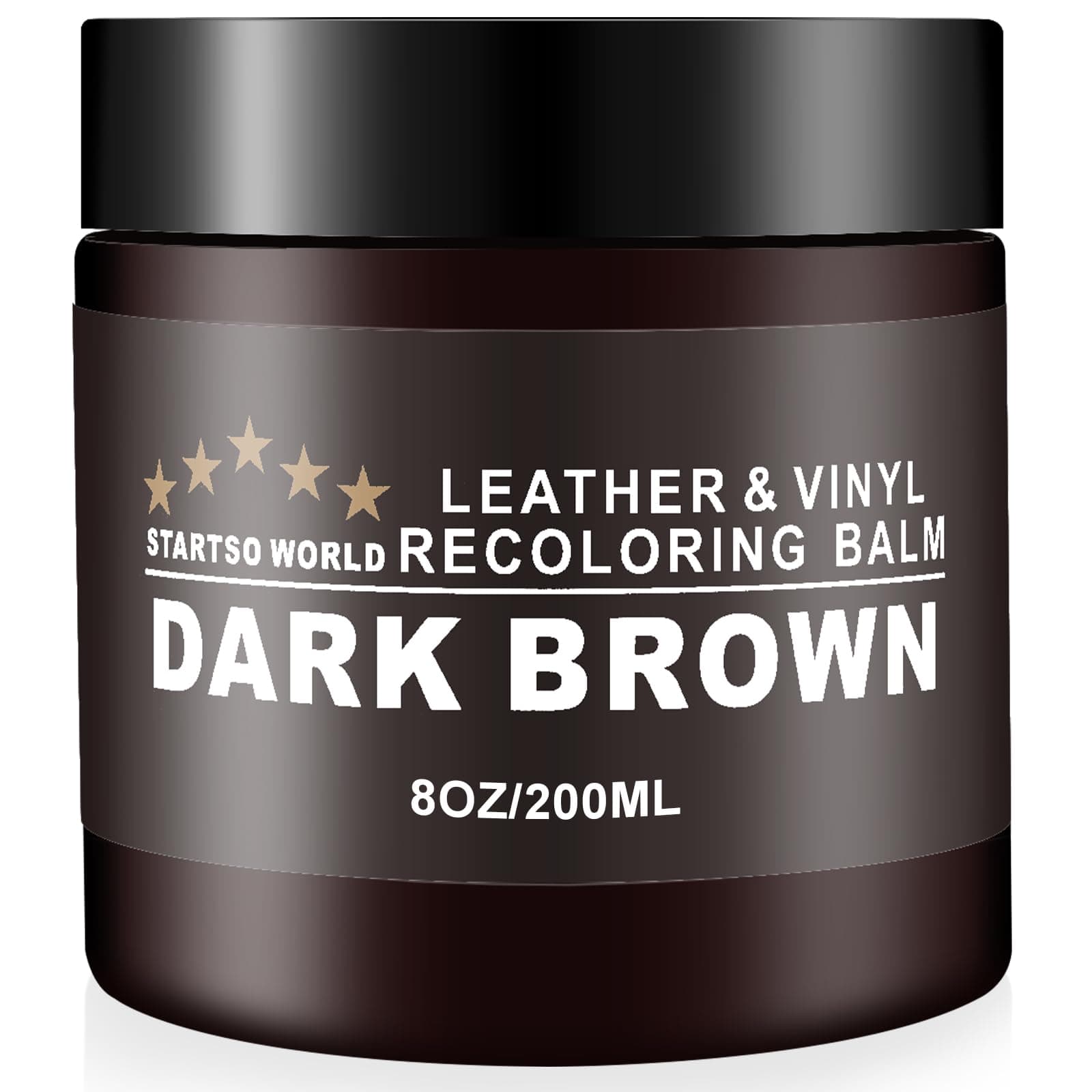 STARTSO WORLD Leather Recolouring Balm 200ml | Dark Brown Leather Repair Kit for Furniture, Leather Color Restorer for Couches | Leather Dye | Repair, Restore & Renew Old, Faded Leather