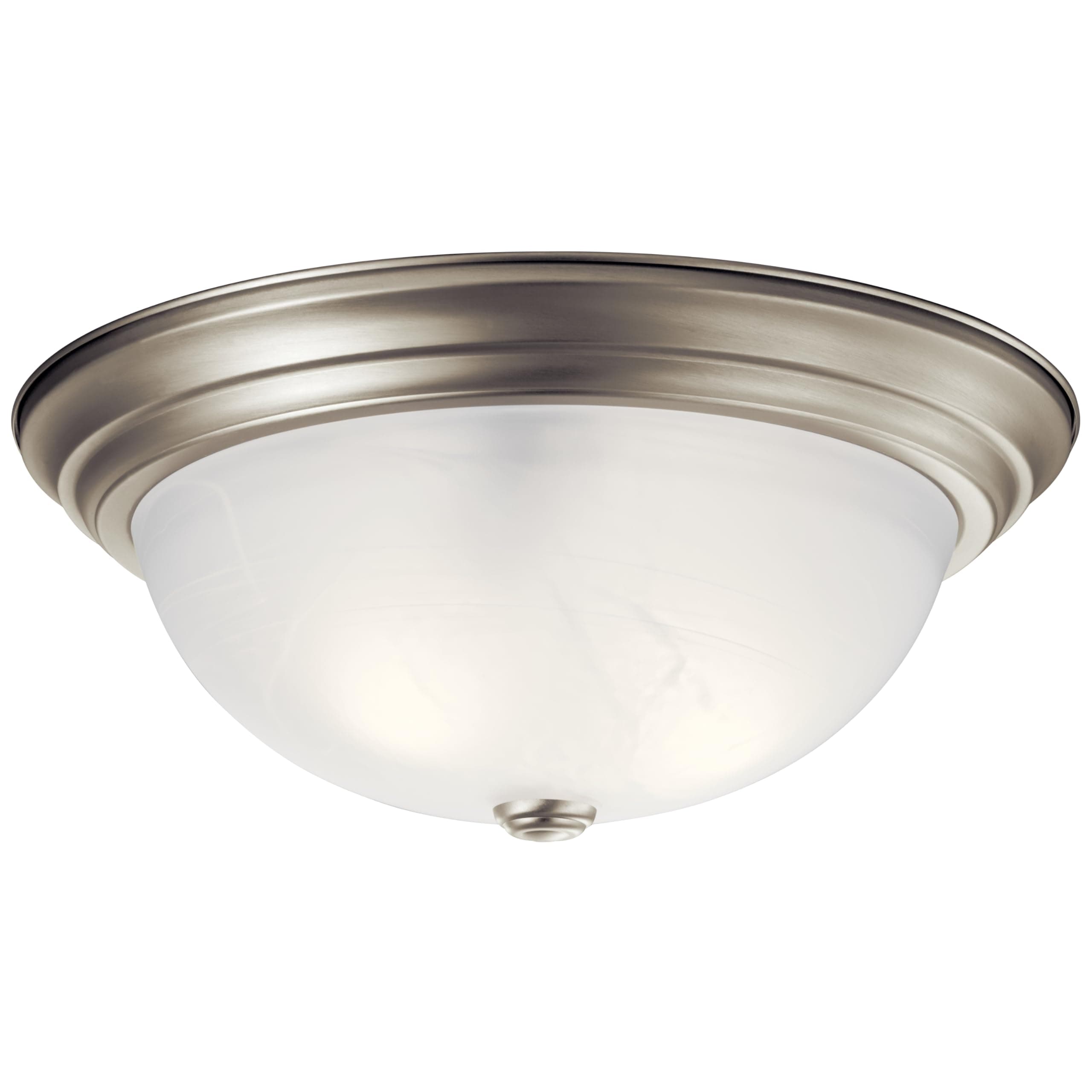 Kichler 15.25" Flush Mount Ceiling Light in Brushed Nickel, 3-Light Fixture with Clear Satin Etched Glass, Brushed Nickel, (15.25" x 6"), 8110NI