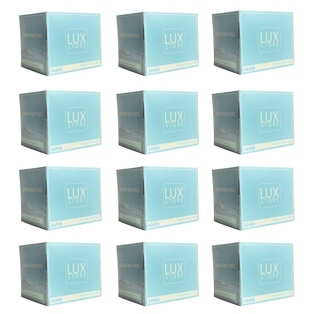 LUXStore, Night Period Pad, 100% Organic Cotton Sanitary Towels, Free from Plastics & Chemicals, 120 Pads