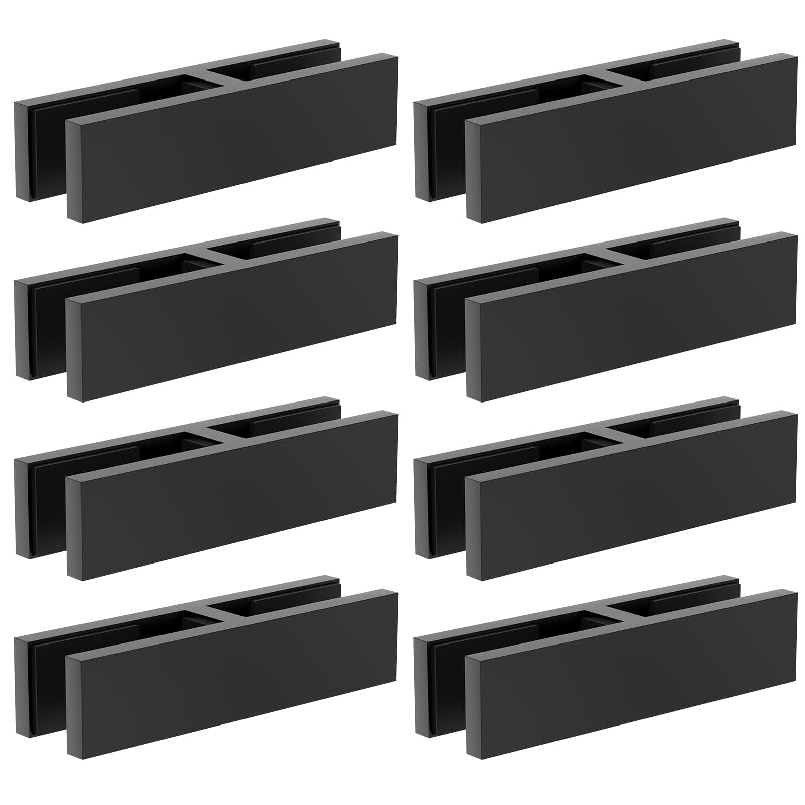 8 Pack Matte Black Railing Glass to Glass Clamp, 180 Degree Double Sided Stainless Steel T304 Railing Glass Bracket Clip Holder with Rubber Gaskets for Indoor Outdoor Coastal Balustrade