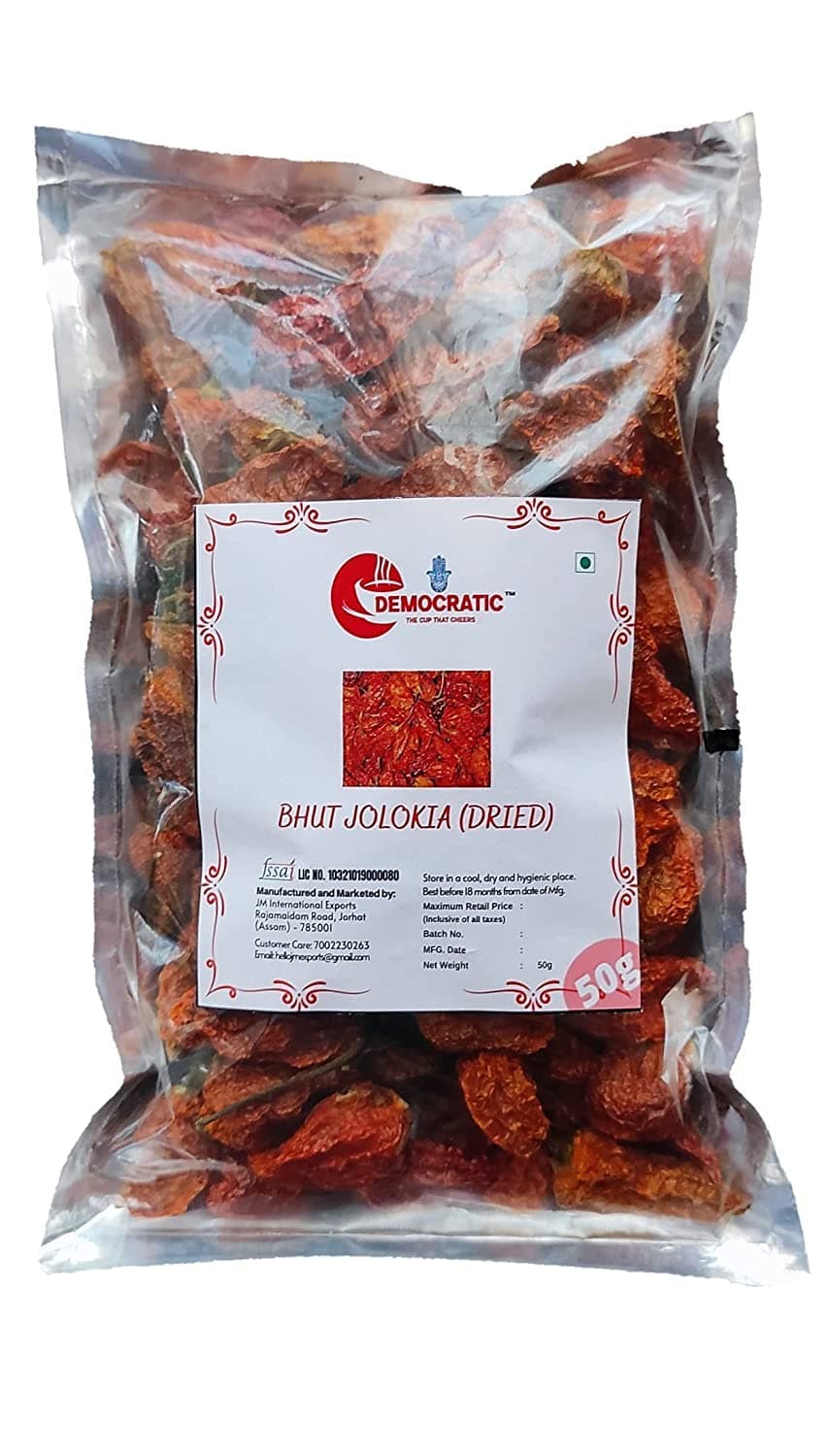 Dried Ghost Pepper (Bhut Jolokia) Oven Dry (Oven Dried, 50gram)