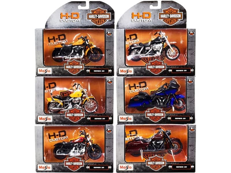 Harley-Davidson Motorcycles 6 piece Set Series 39 1/18 Diecast Models by Maisto