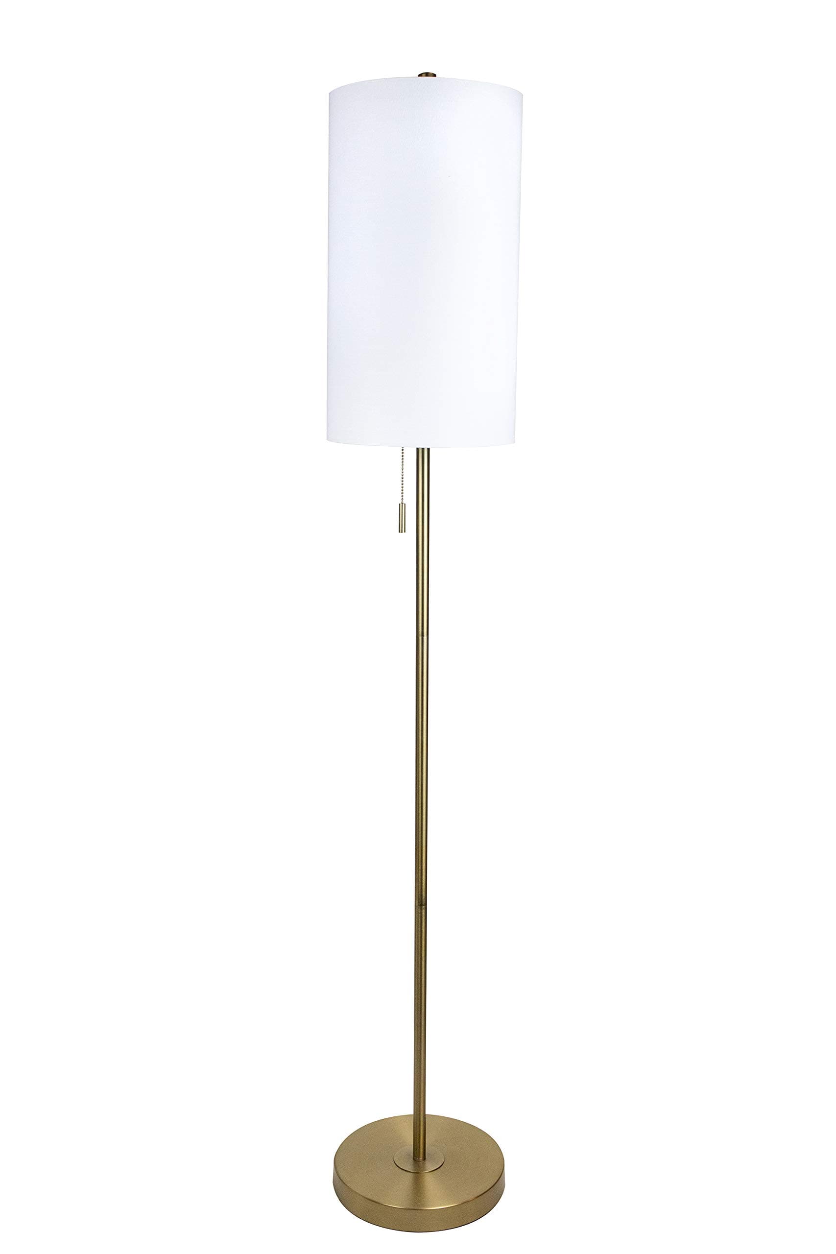 Grandview Gallery 62" Gold Plated Metal Floor Lamp w/Slim-Line Design & White Linen Shade