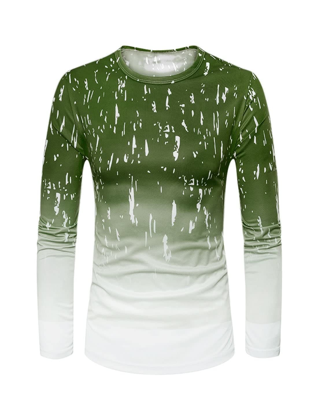 KTM Healthcare® M (US 38), Dark Green : WHATLEES authorized Men Dip-dye Long Sleeves T-shirt