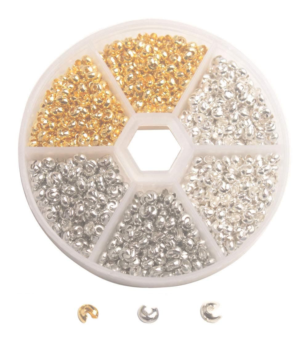 ChangJin One Box of 1200PCS Mixed Colors 3mm Crimp Cover Beads for Jewelry Making
