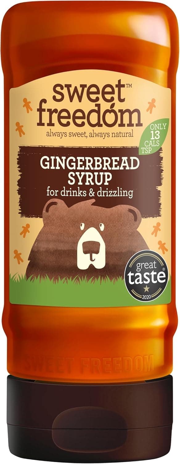 Sweet Freedom Gingerbread Syrup 350 g – Vegan Drizzle for Coffee and Pancakes, Naturally Sweetened with Fruits, Only 13 Kcal Per Teaspoon (Pack of 1)