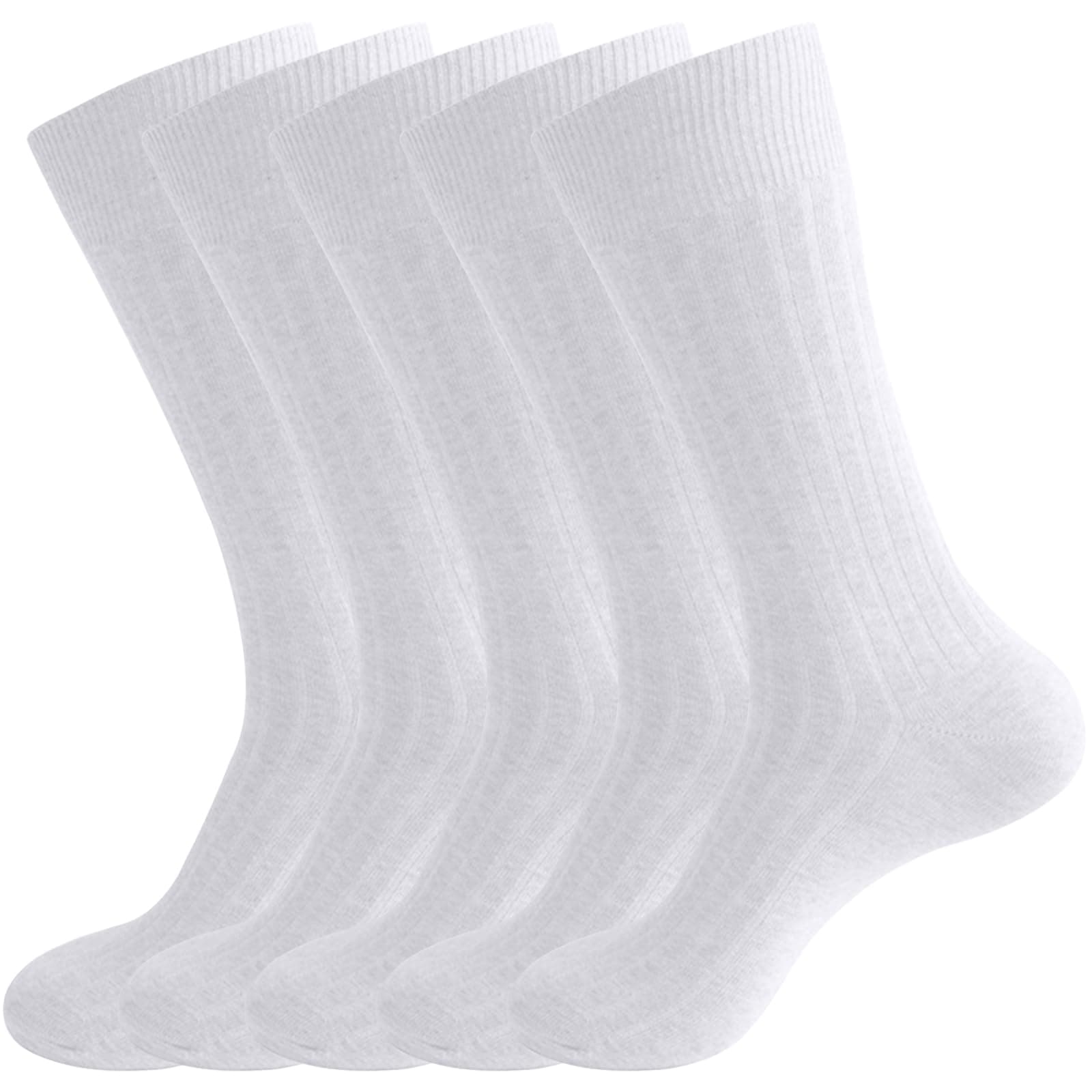 Men's Dress Crew Socks 5 Pairs Mens Cotton Calf Business Formal Soft Breathable Athletic Long Socks