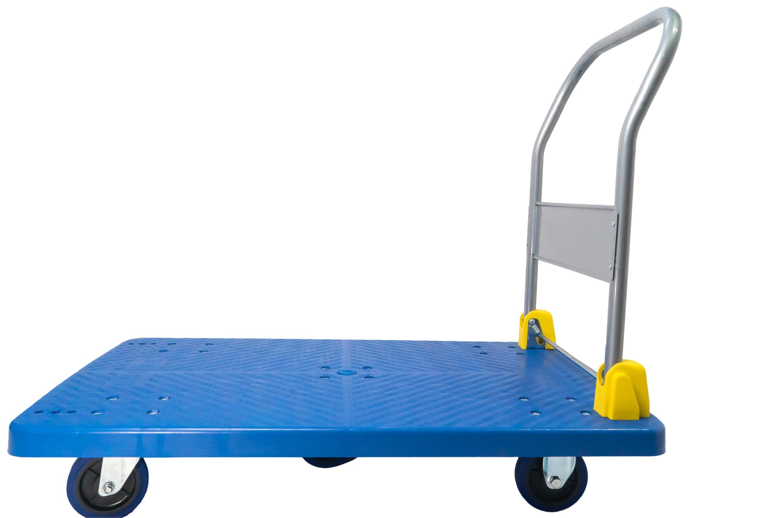 - BIGAPPLE 600kg Capacity Plastic Foldable Platform Trolley for Heavy Weight/Material Handling Goods Trolley for Home, Office, Warehouse & Industries - 63cm x 105cm (5" Wheel/Blue) - PACK of 1