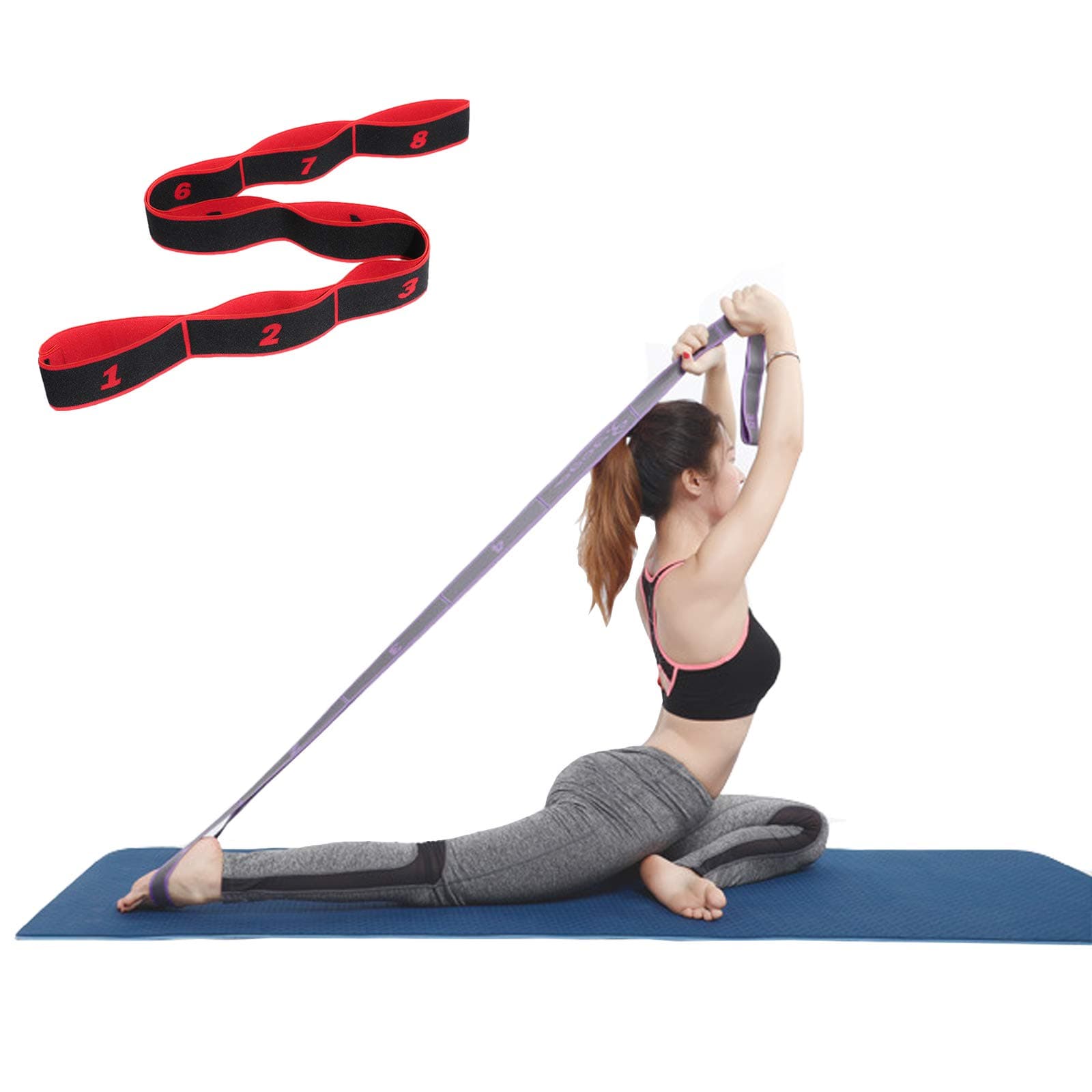 Yoga Stretch Strap, Exercise Strap, Multi Loops Adjustable Exercise Band for Yoga Pilates Dance and Gymnastics, Kids Dancing Assistance and Rehabilitation