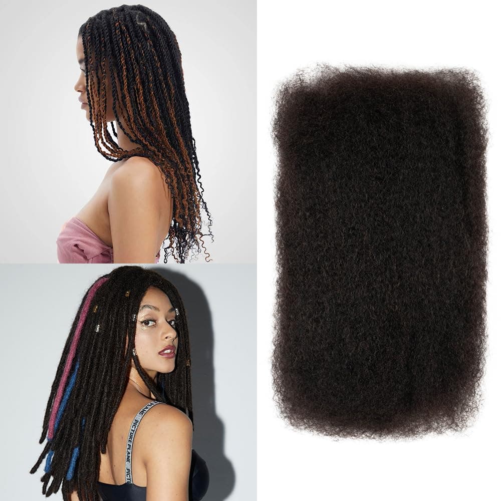 FASHION IDOL Afro s Bulk Human Hair for Dreadlock Extensions Loc Repair Braiding Twist Tight Afro Human Hair for Locs 1 Pack 50 Gram 1.8 Oz Natural Black