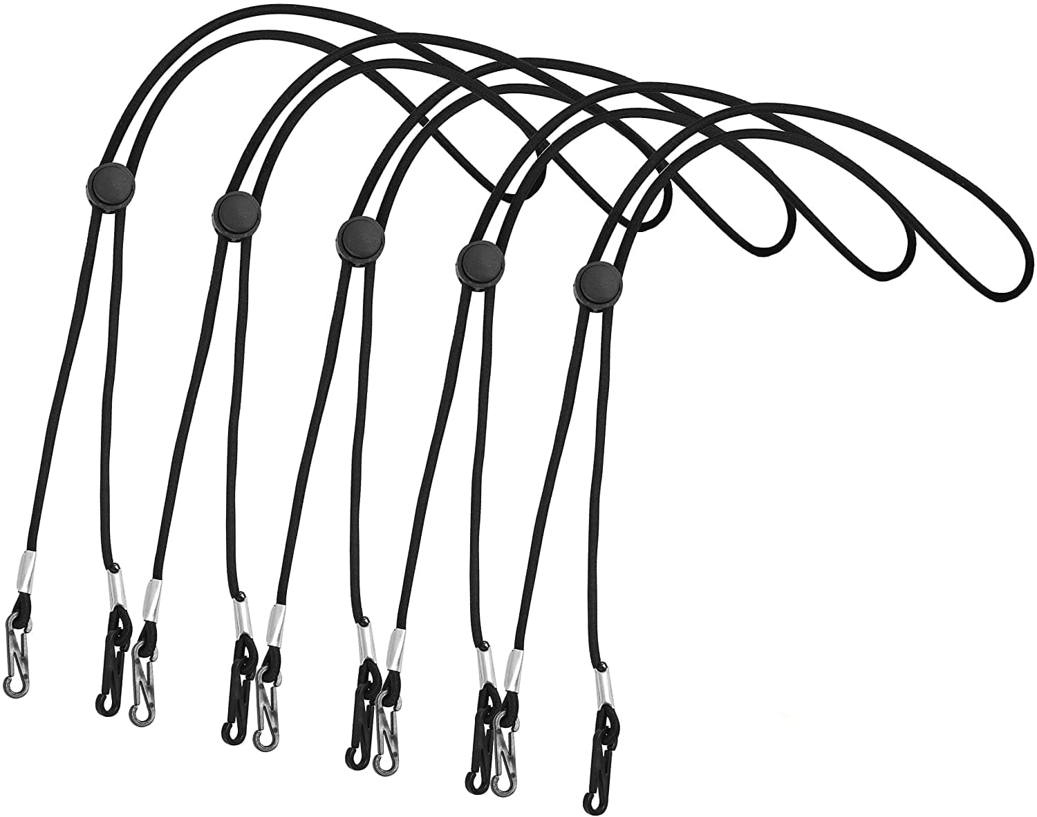 Adjustable mask Holder Stretch- Lanyard for mask Black 5 Pack for Adults and Kids mask Ear Saver and Extender
