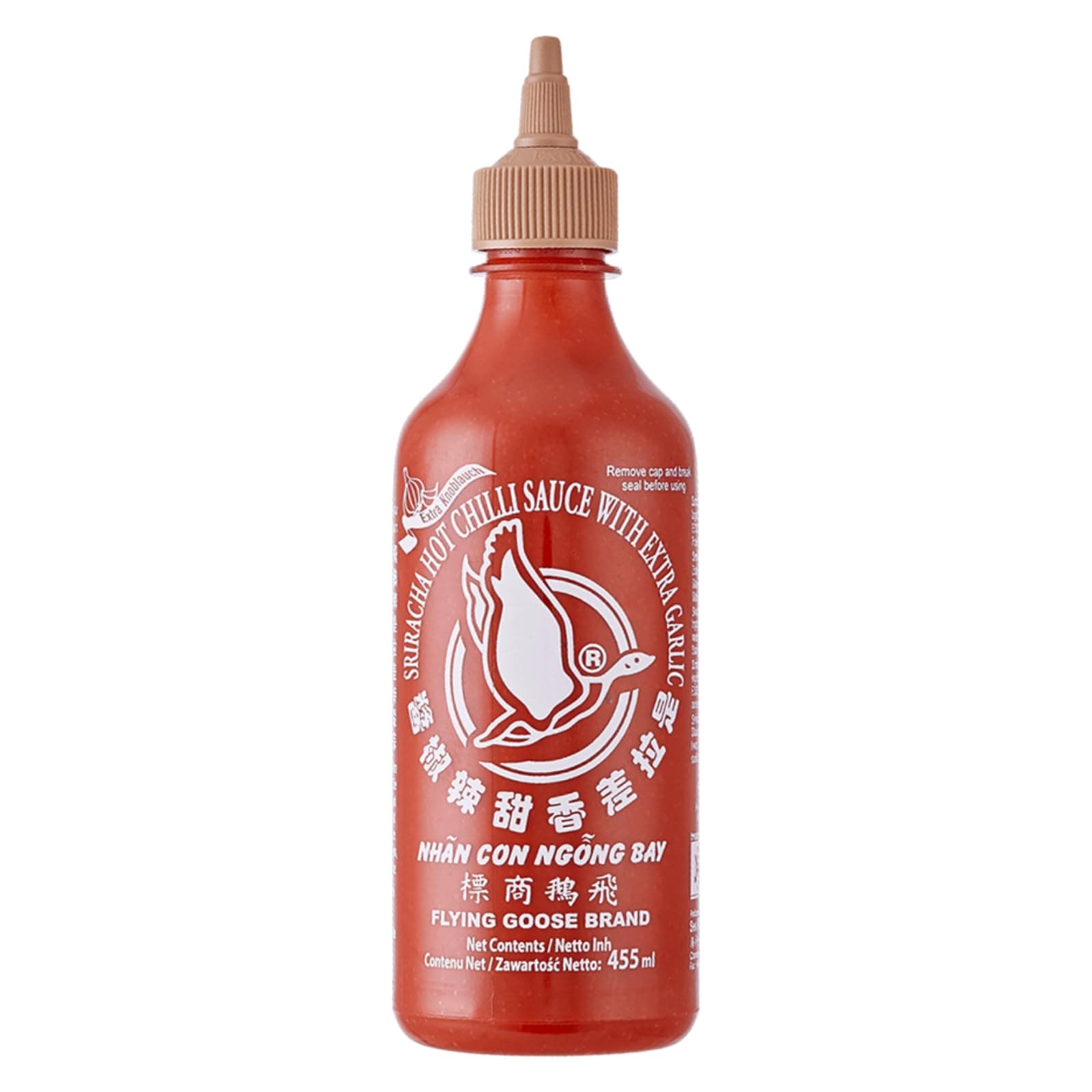 Flying Goose 15.3 oz Sweet Sriracha Sauce, Thailand Sriracha Sweet Chili Sauce, Gluten Free and Vegan, Extra Garlic Flavor in Bottle, 15.3 fl.oz(455ml), Pack of 1