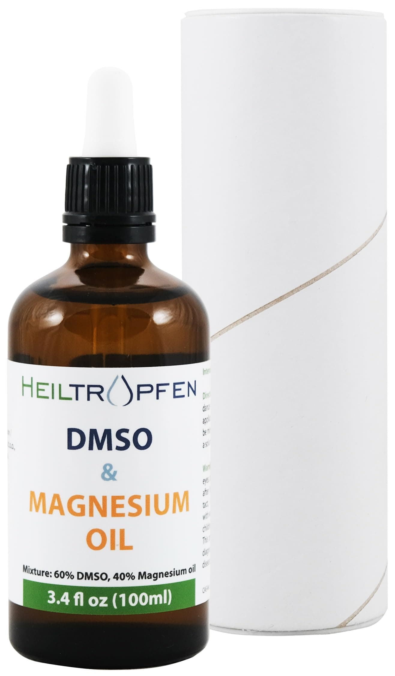 Dr. Hartmutt Fisher DMSO & Magnesium Oil Mix (100ml) | Pharmaceutical Grade Ingredients | High Purity | Low Odor | DMSO+MgOIL | Heiltropfen