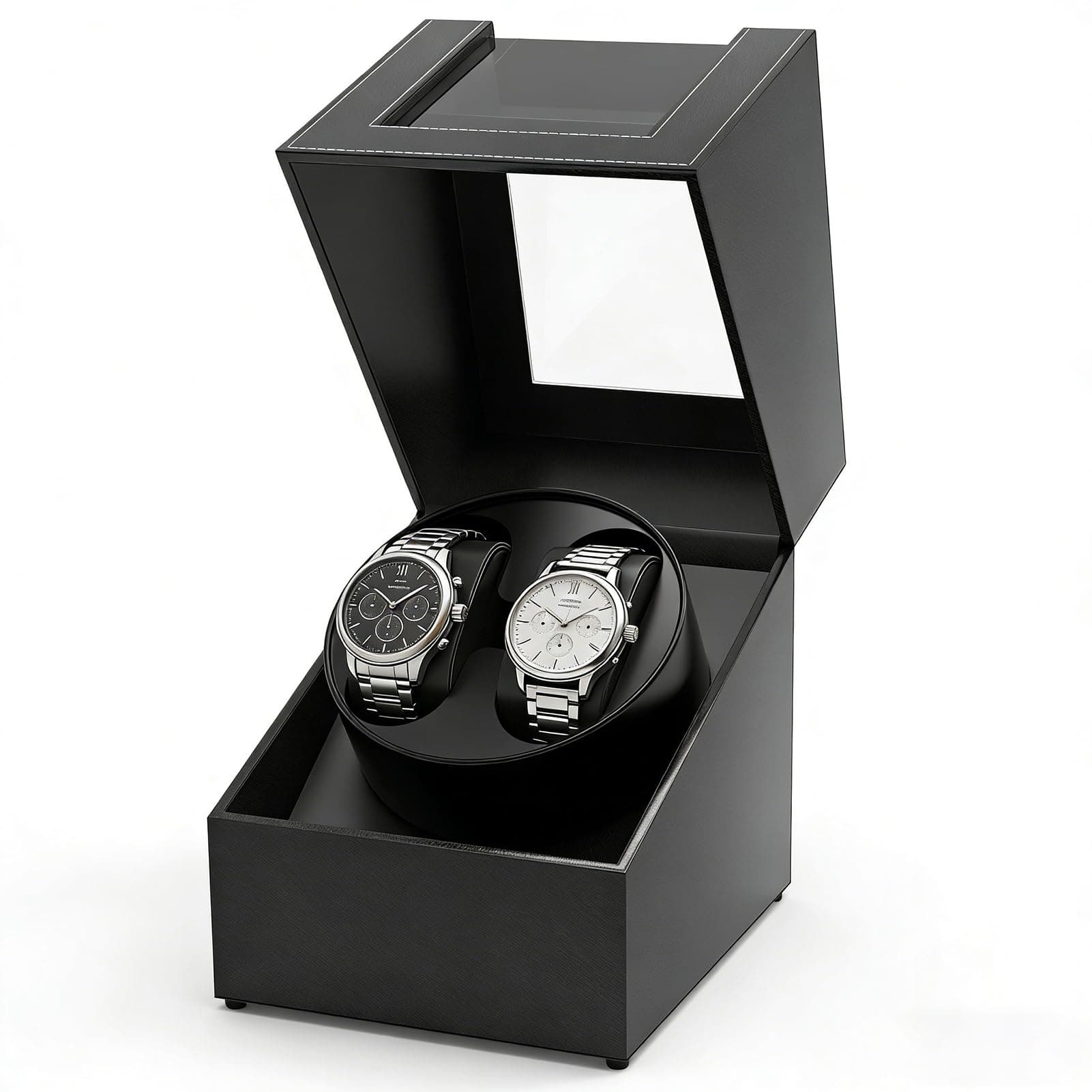 Kalawen Latest Double Watch Winder Box, Mute Japanese Motor, Dual Automatic Watches Winder Rotation Storage Display Box for Automatic Mechanical Watches-Black