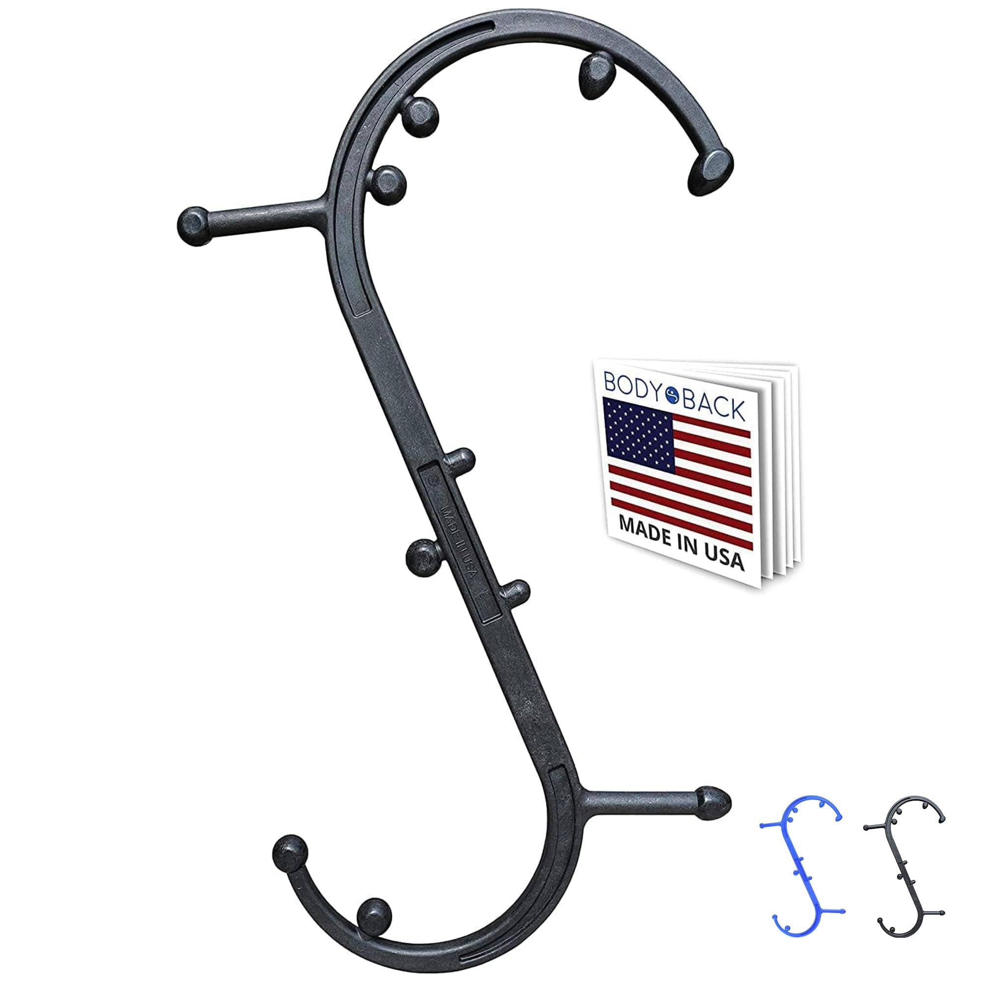 Body Back Black PRO Sport Trigger Point Massager with 11 therapy knobs and 100% Lifetime Warranty. Quality Made in the USA