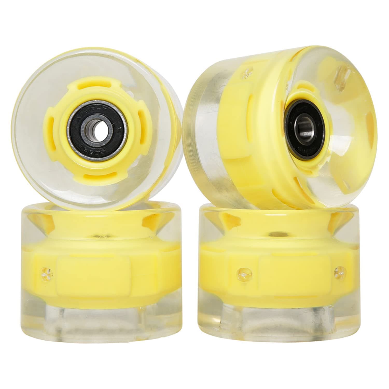 FREEDARE Skateboard Wheels with Bearings 60mm Longboard Wheels LED Cruiser Wheels (Clear Yellow,Set of 4)