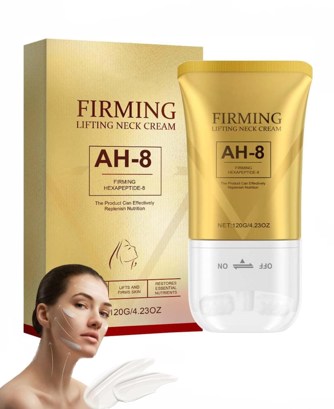 Ah-8 Firming Neck Cream, Tighten And Lift Cream, for Crepey Skin Body Care Comfort, Tighten and Lift Cream with Double Roller Massage
