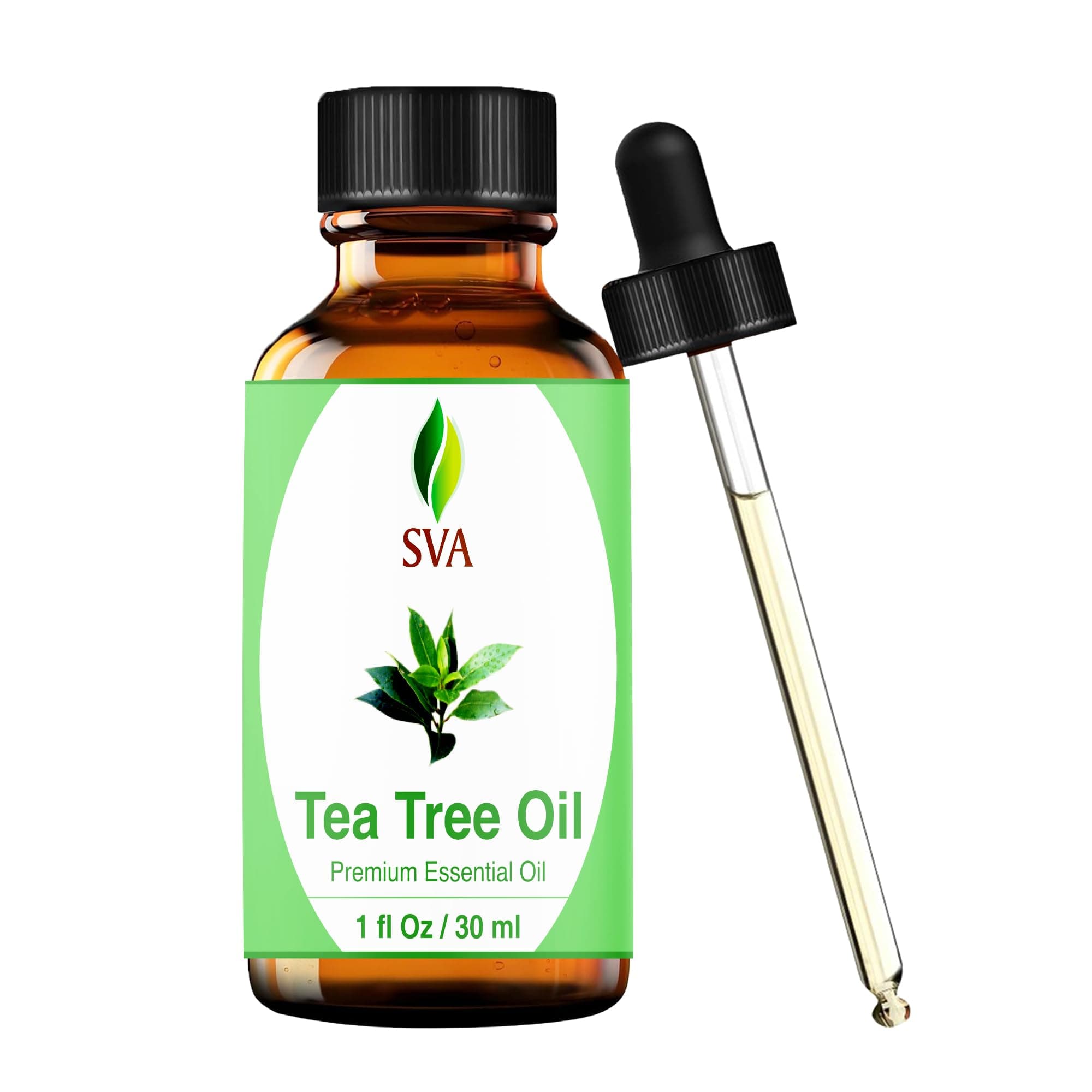 SVA Tea Tree Essential Oil – 1 Fl Oz – 100% Natural Tea Tree Oil - for Diffuser, Hair Care, Face, Skin Care, Aromatherapy, Scalp and Body Massage, Soap and Candle Making – with Dropper