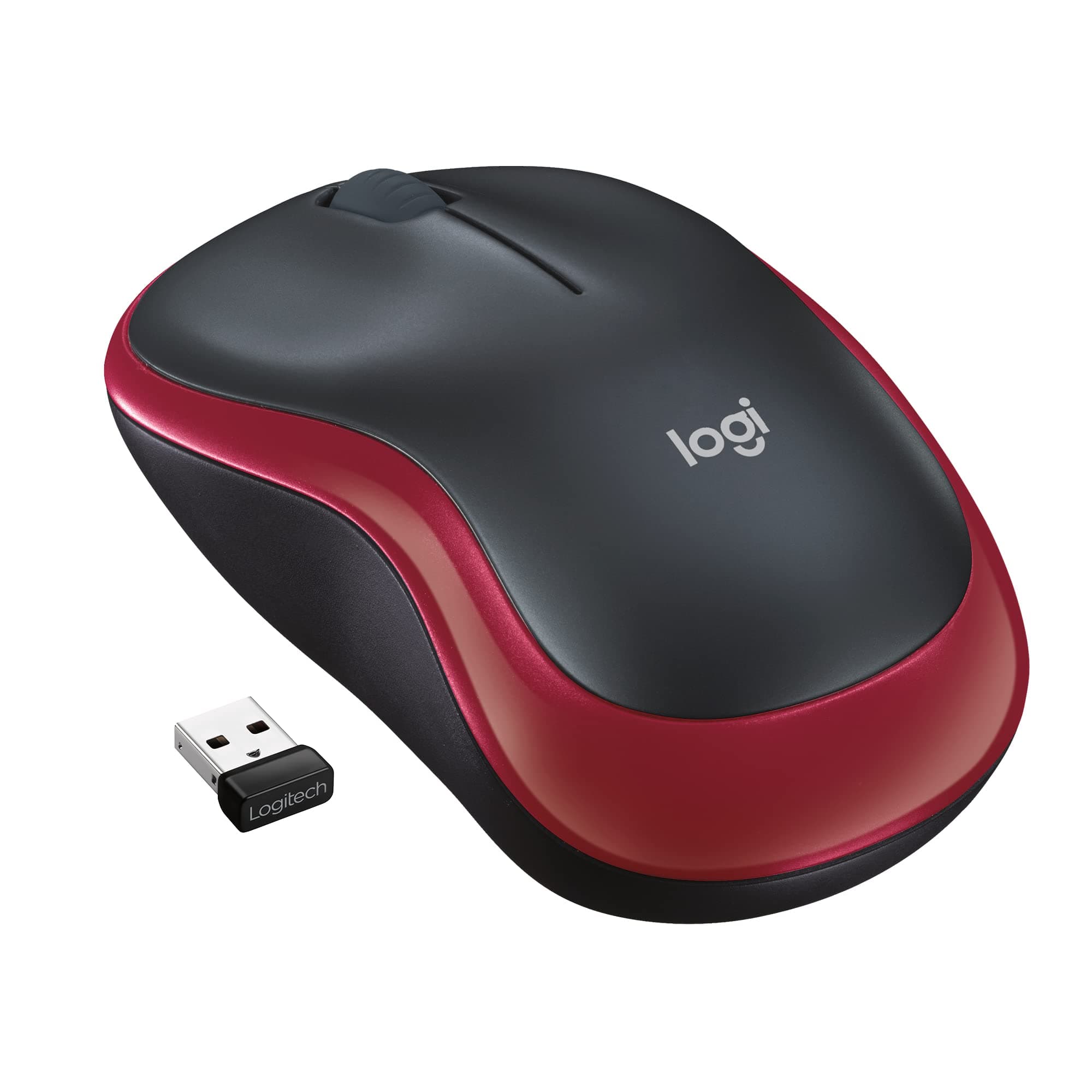 Logitech M185 Wireless Mouse, 2.4GHz With USB Mini Receiver, 12-Month Battery Life, 1000 DPI Optical Tracking, Ambidextrous, PC, Mac, Laptop - Red