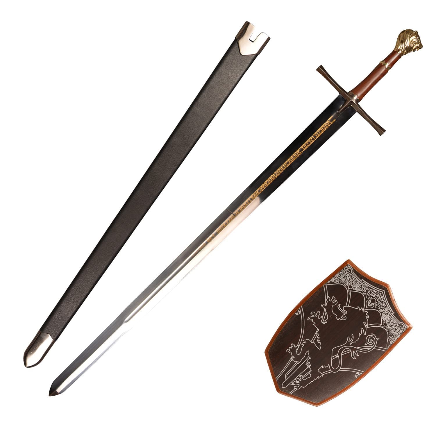 HHJMFDMedieval Narnia Prince Peter Lion Magic Kingdom Sword with Wall Display Plaque