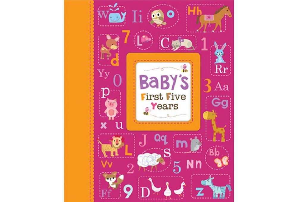 Cute Animals Baby Girl - Baby's First Five Years Keepsake Record Book with Storage Box
