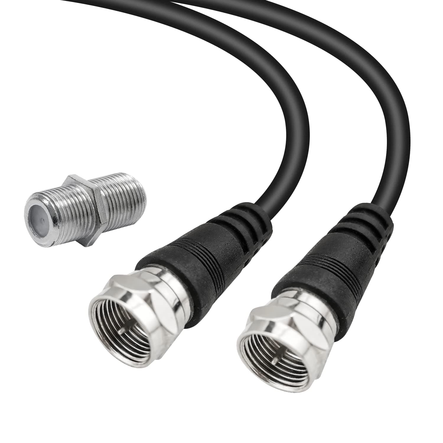 TV Antenna Extention Coaxial Cable (15 feet) with Coupler - Digital Audio Video Coax Cable Cord for HDTV, CATV, Cable Modem, Satellite Receivers