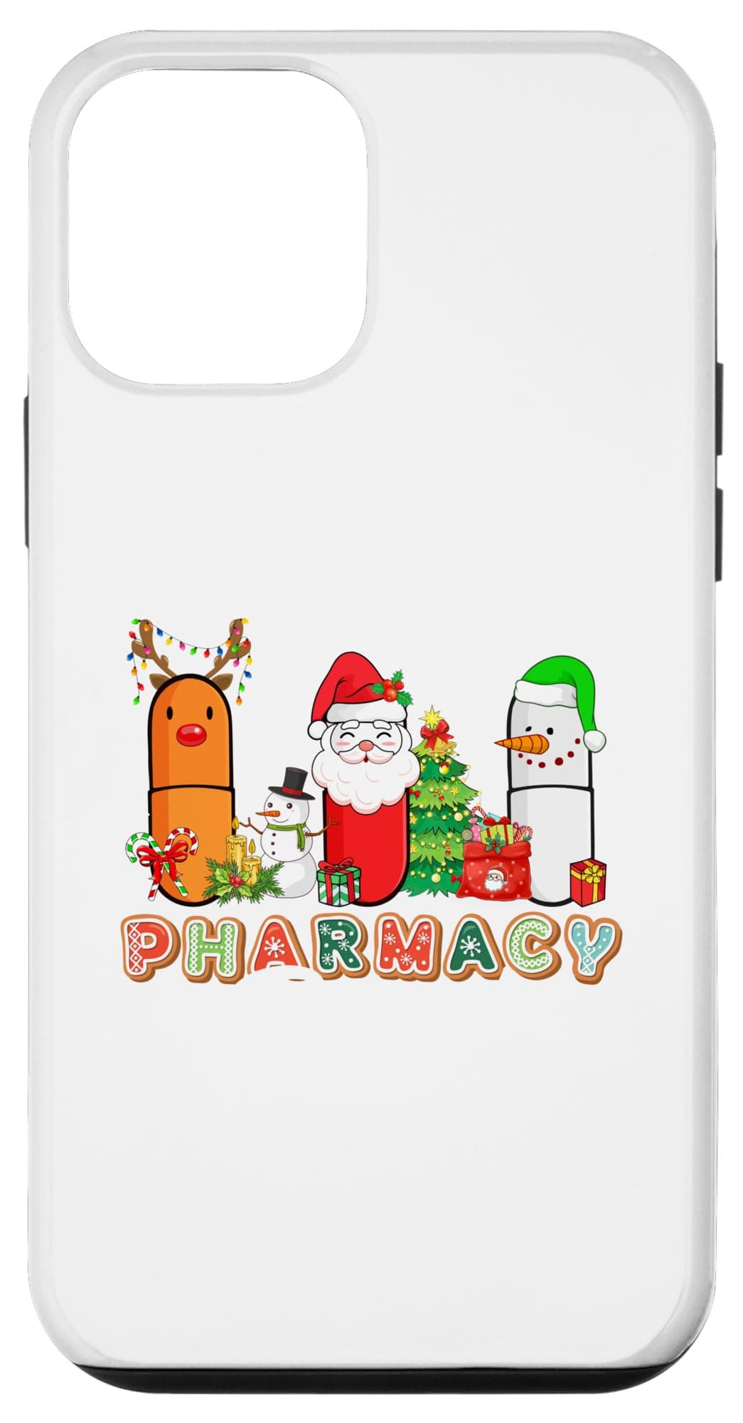 iPhone 12 mini Funny Pills Christmas Lights Pharmacy Crew Reindeer Santa Case