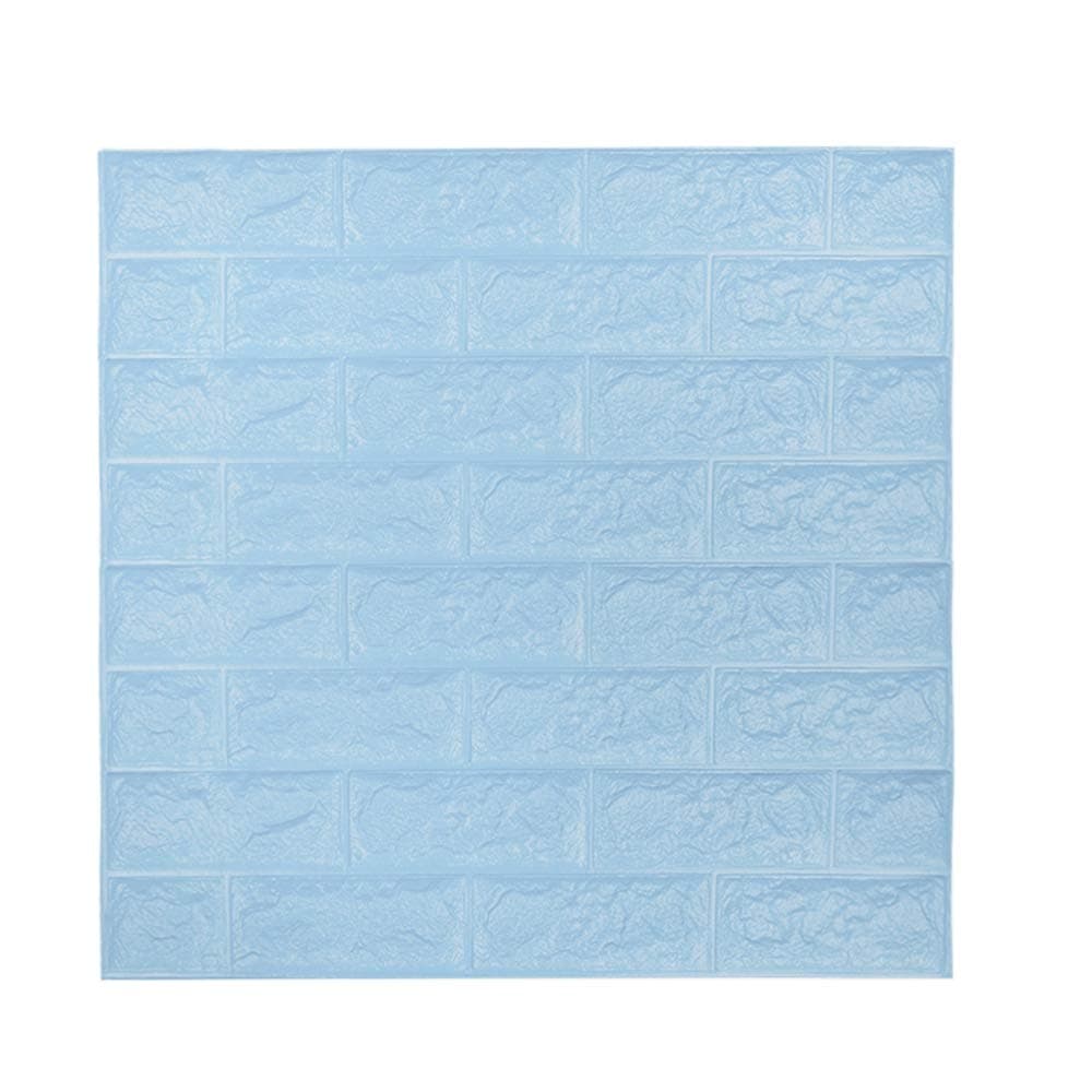 3D Brick Wall Stickers Wall Paper Self-Adhesive Panel Decal PE Wallpaper Peel and Stick Wall Panels for TV Walls, Sofa Background Wall Decor (19.35 sq.ft Brick Blue)