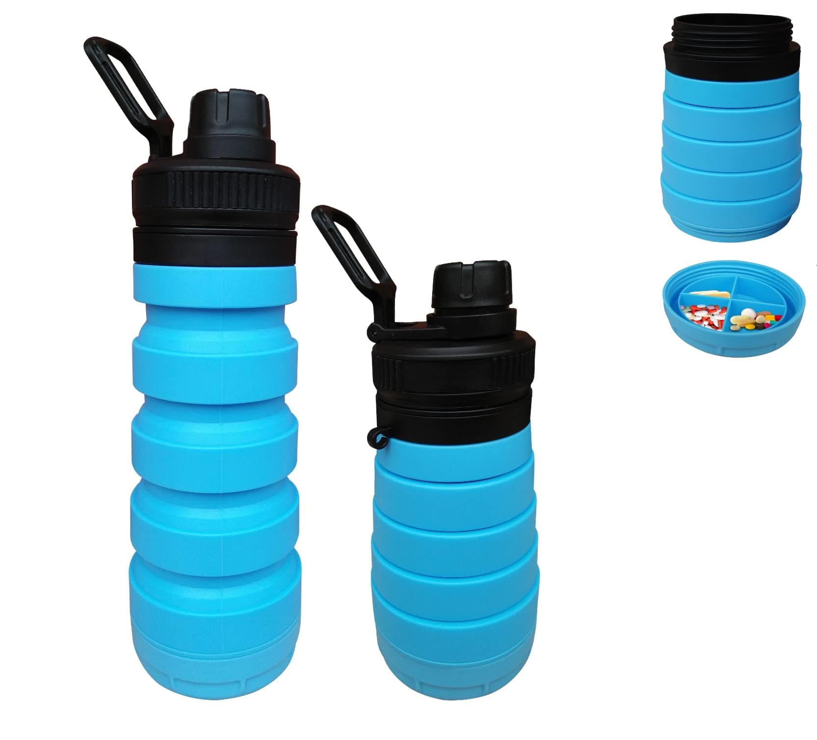 Water Bottle 750 milli litters Foldable Water Bottle for Sports. Ideal for outdoor.Collapsible Water Bottles with Smart Bottom Storage