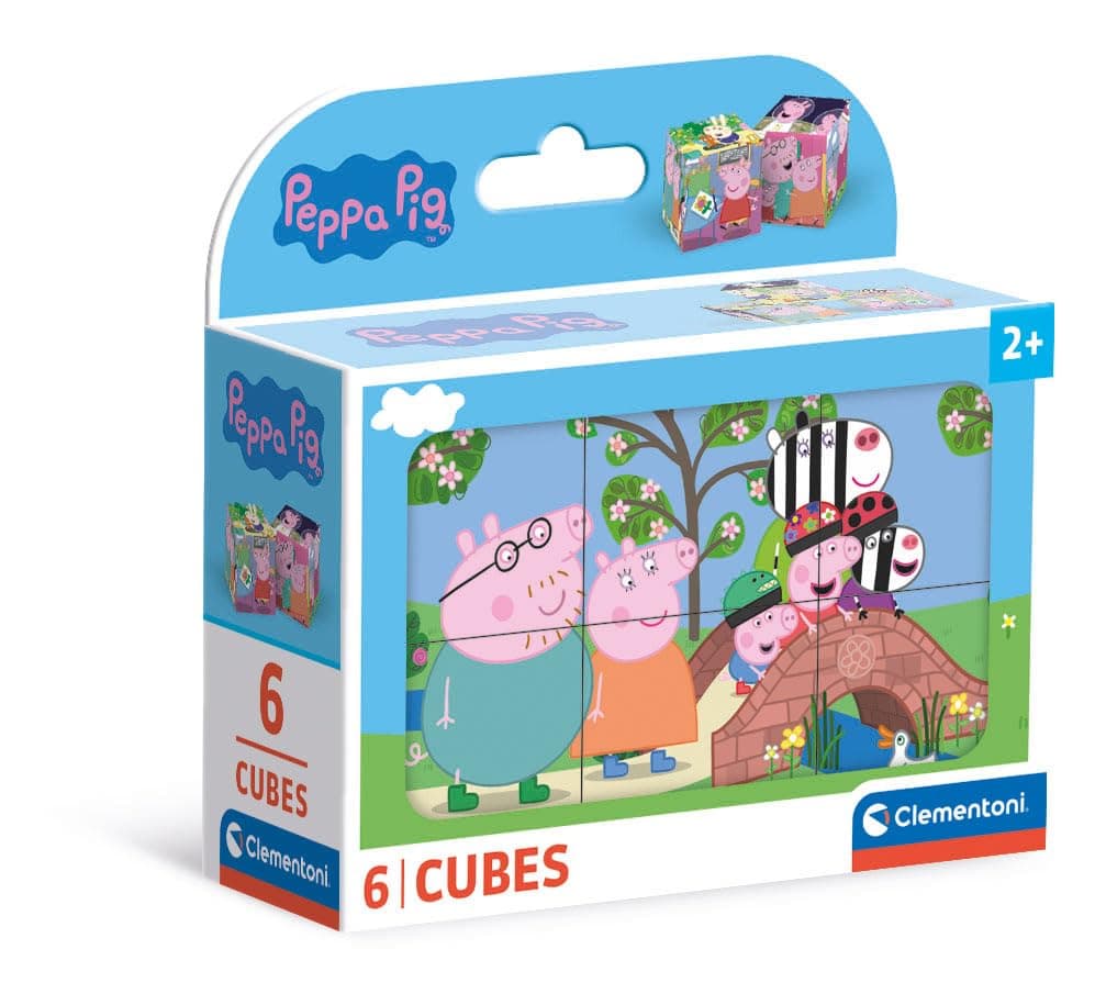 Clementoni Jigsaw Puzzle Peppa Pig 6 Pieces - Cube Supercolor Puzzle For Children 2-4 Years, Cartoon, Gift For Boy/Girls, Puzzle For Kids, Made In Italy, 40659