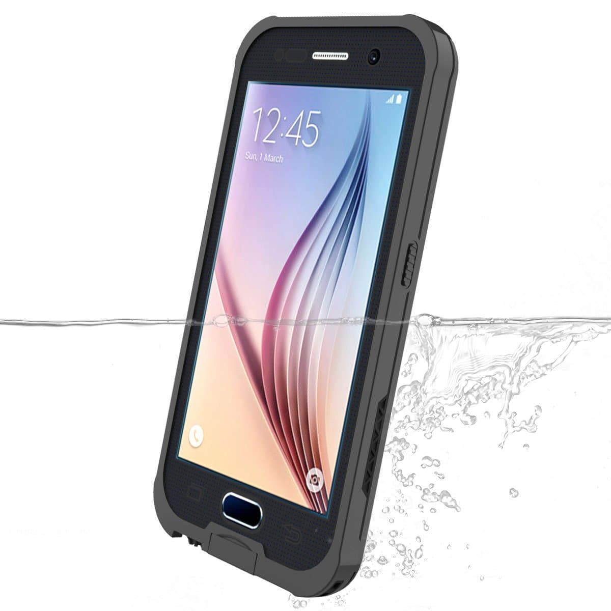 Galaxy S6 Waterproof Case, Vcloo Samsung Galaxy S6 Waterproof Case, Dust Proof, Snow Proof, Shock Proof Case with Screen Protector, Heavy Duty Protective Carrying Cover Case for Galaxy S6 (Black)