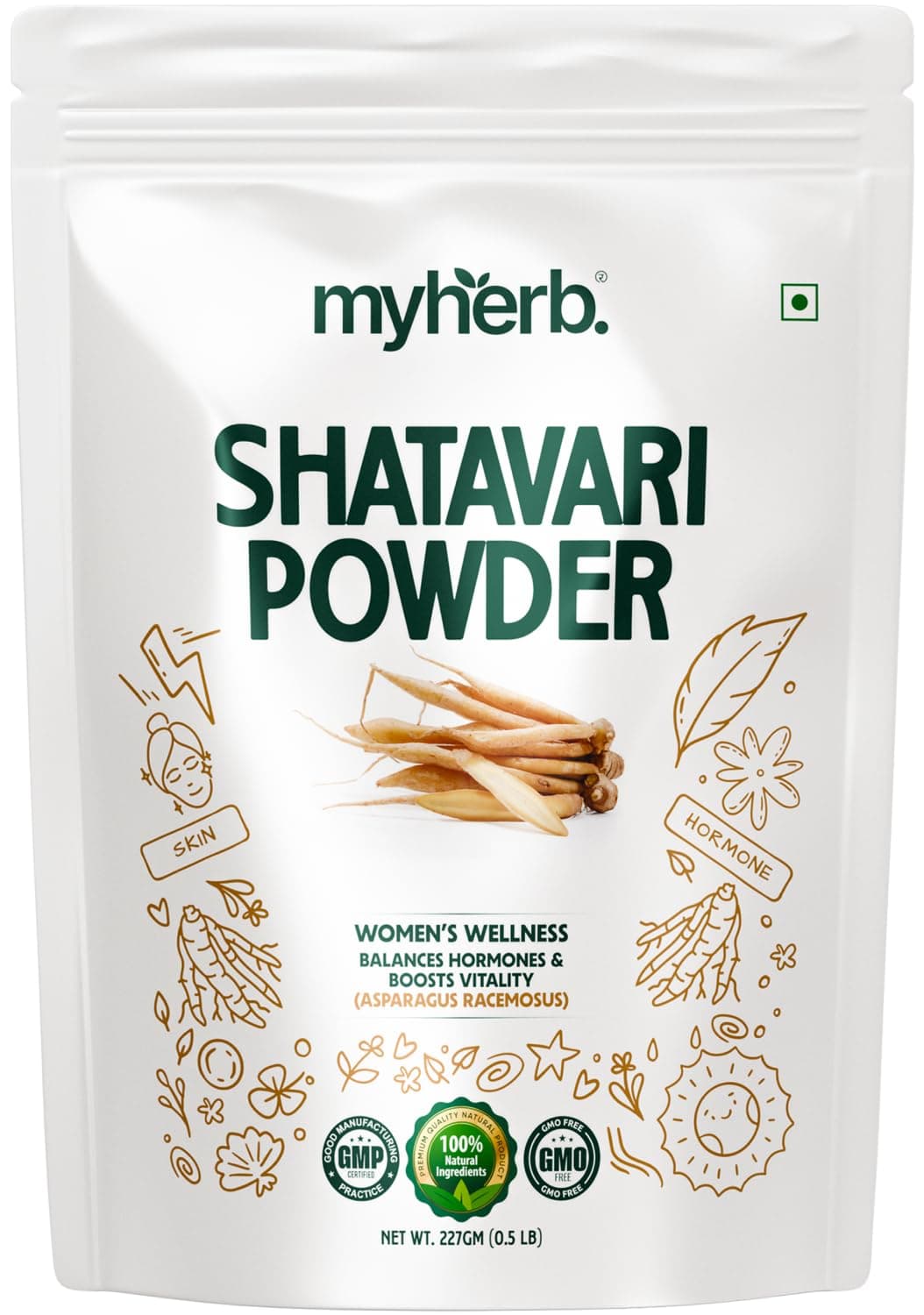MYHERB 100% Natural Organic Shatavari Powder (Asparagus racemosus) || 227 Gm/0.5 Lbs || Promotes Vitality and Strength || For Men & Women