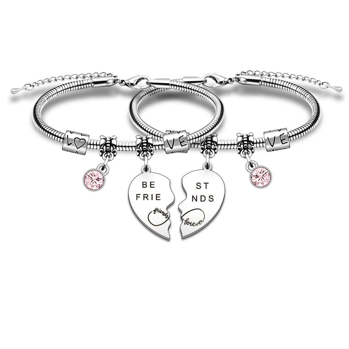 2 Pcs Charm Best Friend Forever Bracelets Gifts For Girls Women Birthday Christmas Graduation Bff Friendship Jewellery