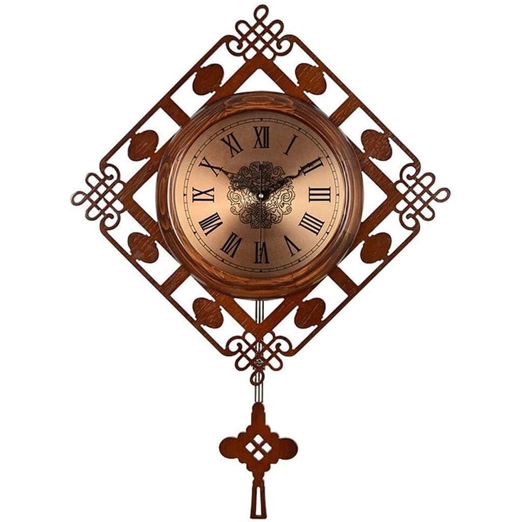 Creative Wall Clock Home Decoration New Chinese Style Living Room Mute Wall Clock Wood Household Watches Scorpion Pine Chinese Knot Quartz Watch Creative Wall Clock in Chinese Style