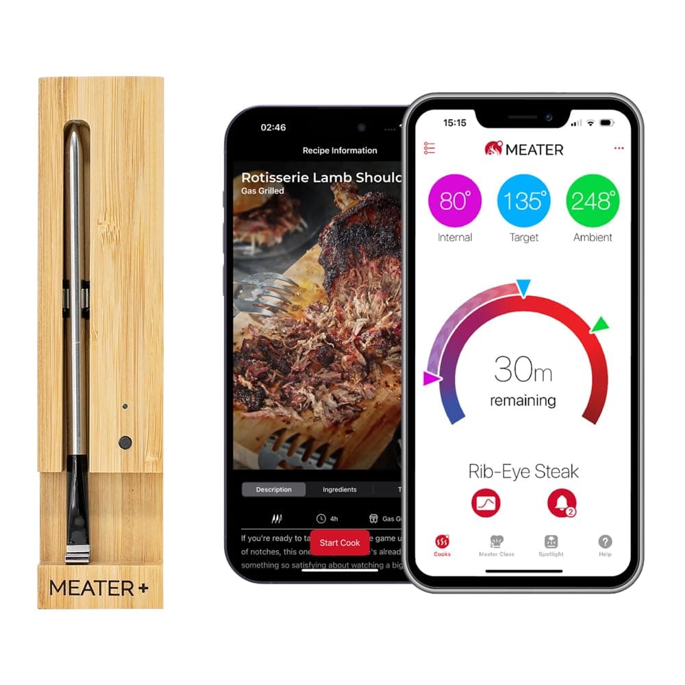 Plus: Smart Bluetooth Wireless Meat Thermometer Digital | BBQ, Grill, Oven, Smoker, Air Fryer, Kitchen | Perfect for Steak, Chicken, Turkey, and More | Delicious Recipes in App