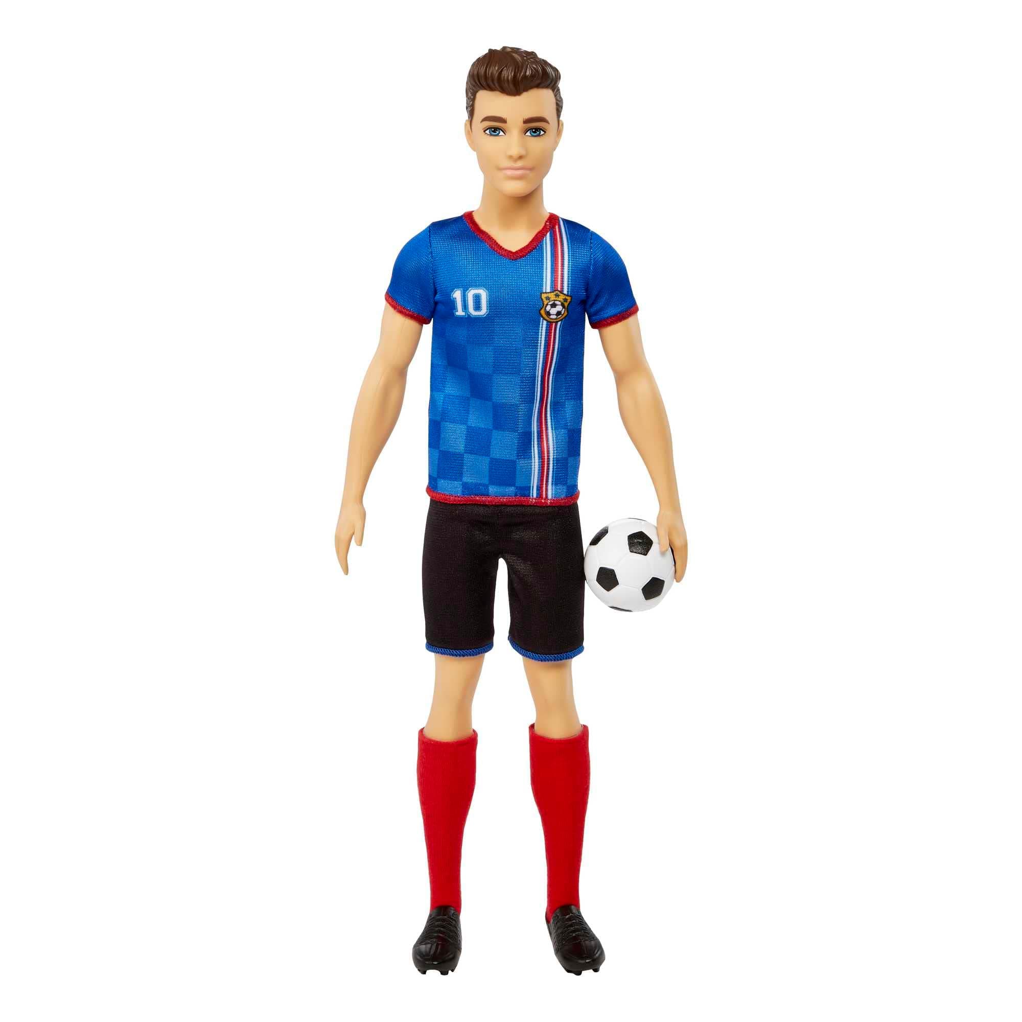 Barbie Ken Soccer Doll, Cropped Hair, Colorful #10 Uniform, Soccer Ball, Cleats, Tall Socks, Great Sports-Inspired Gift for Ages 3 and Up