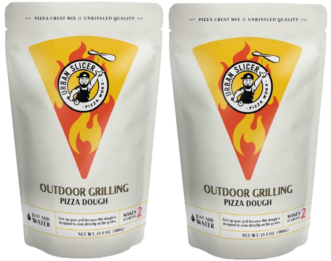 Urban Slicer Pizza Worx - Outdoor Grilling Pizza Dough - At-Home Pizza Making Kit for Crispy Thin Crust - 13.4 oz. Bags - 2 Pack - Makes 4 Pizzas