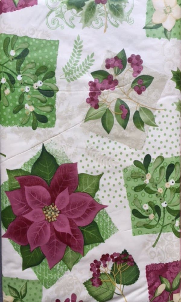 Christmas Tablecloth - Vinyl Flannel Backed Tablecloth Christmas Flowers & Holly Holiday Theme (Oblong 52 x 90)