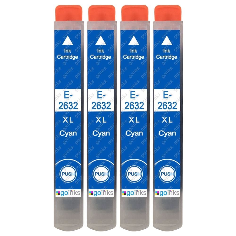 Go Inks 4 Cyan Cartridges to replace Epson T2632 (26XL) Compatible/non-OEM for Epson Expression Premium Printers