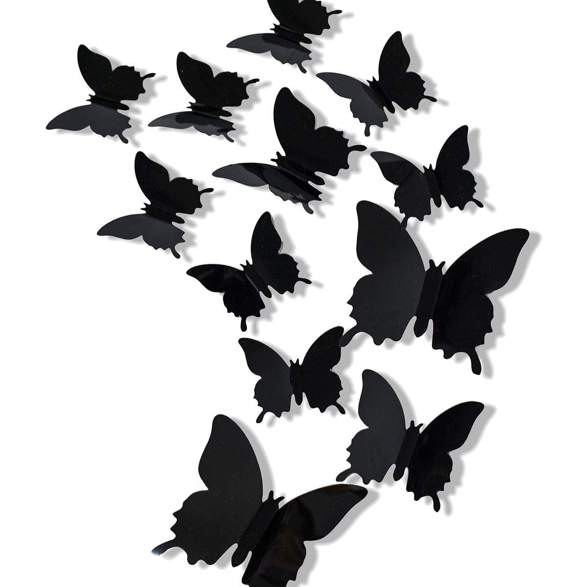 24Pcs 3D Butterfly Removable Mural Stickers Wall Stickers Decal for Kids Girls Baby Women Bedroom Bathroom Living Room Halloween Decor(Black)