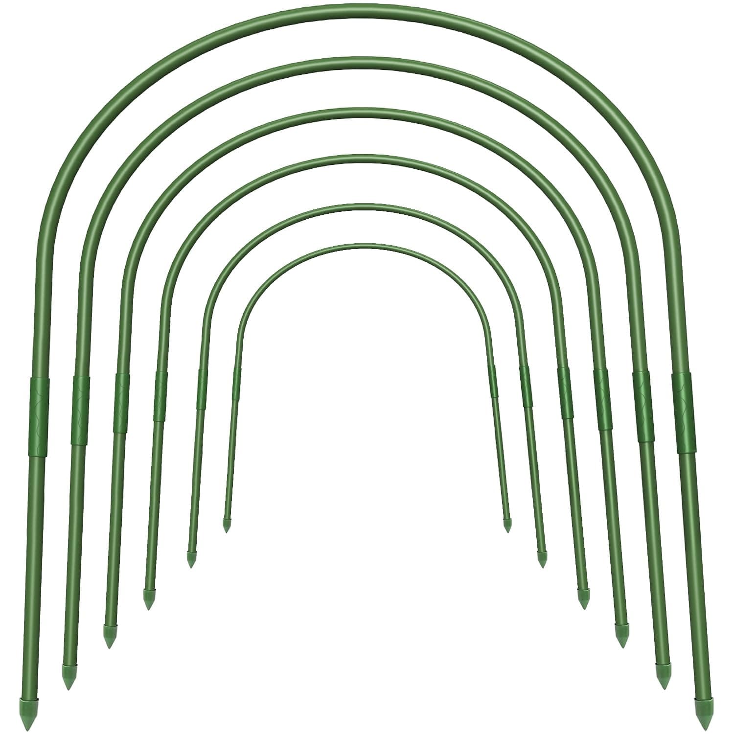 FOTMISHU 6Pcs Garden Hoops, 19.7"x23.6" Greenhouse Hoops Rust-Free Grow Tunnel, Garden Stake with Plastic Coated Plant Supports for Raised Beds Row Cover Garden Fabric