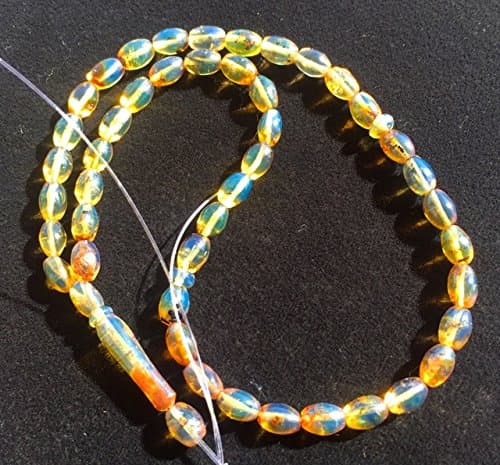 Islamic Prayer Dominican Clear Blue Amber Misbaha 45 Beads 10 in Strand