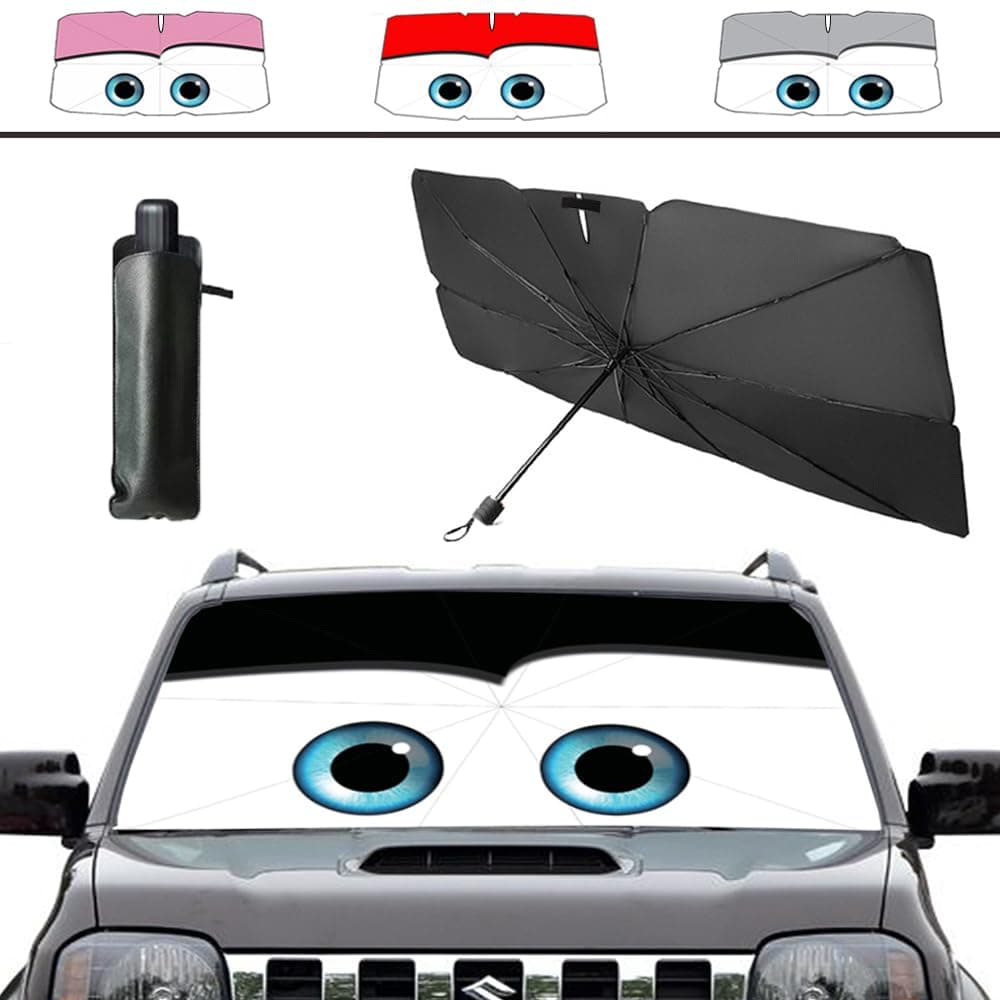 Windshield Sunshade Umbrella Brella Shade for Car Sun Shade Cover 31 * 57" As Seen on TV UV Block Front Window Heat Insulation Protection (Black Eyes)