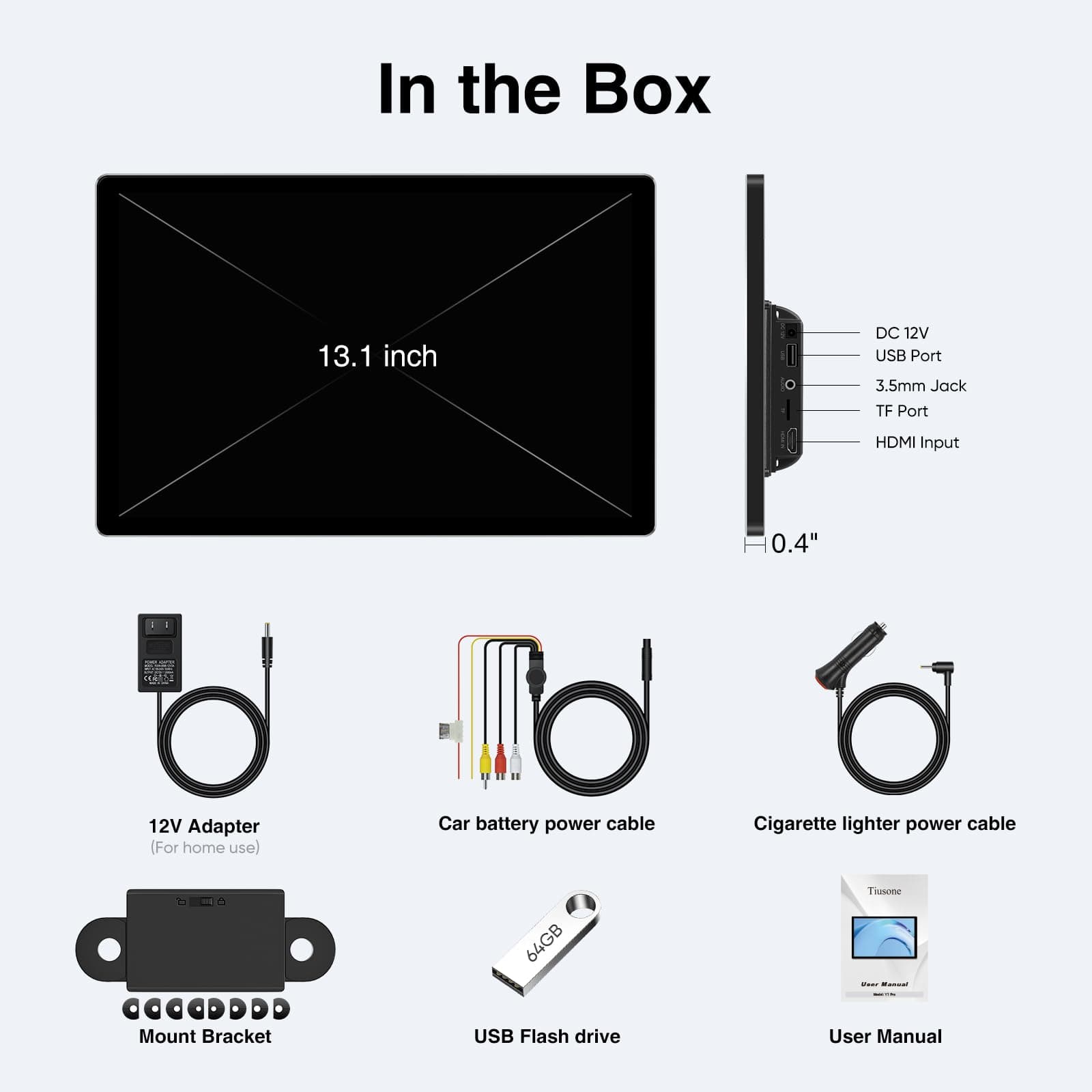 13.1-inch Android 13 Multi-Functional Car TV Headrest Monitor for Back Seat, Full High Definition QLED Touch Screen Video Player, Support WiFi/Bluetooth/Mobile Mirror Link/HDMI/USB/RCA