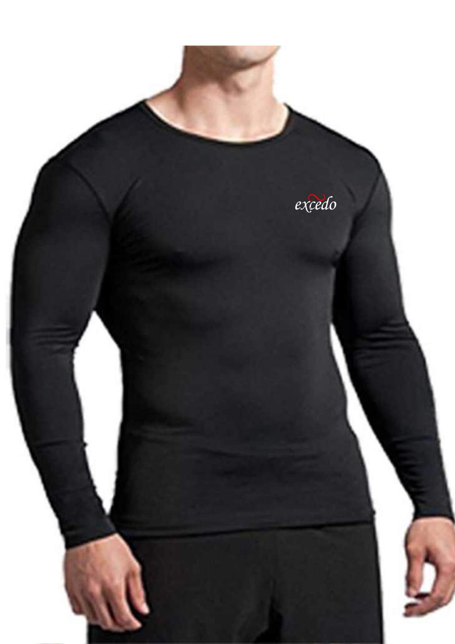 Compression Top Full Sleeve for Men, Upper Tights for Men, Atheletic fit, Cricket Inner, Football Inner, Kabaddi kit, Cycling wear, Yoga wear, Gym wear, Skin fit Lycra wear Black