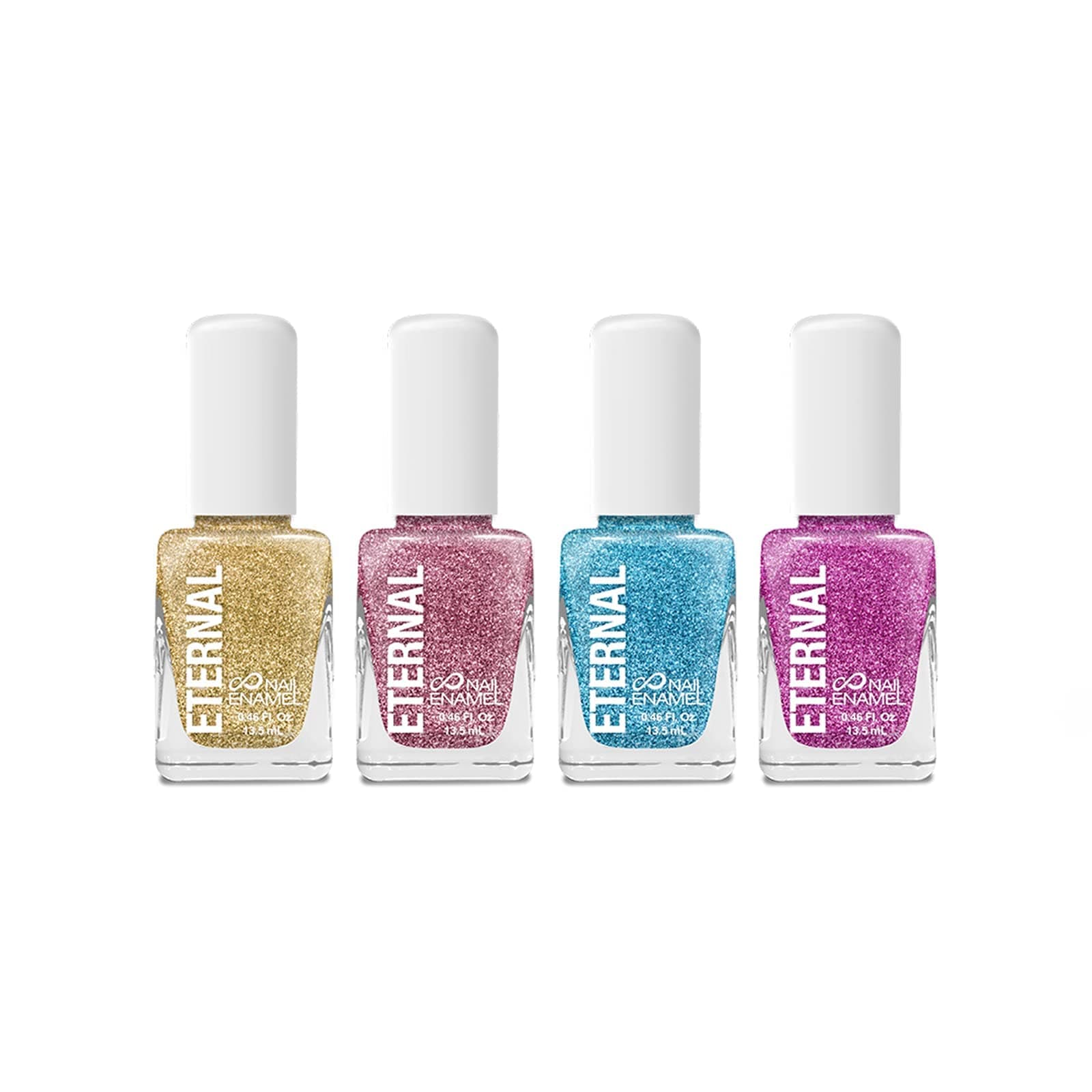 Eternal Nail Polish Set 4 Piece Kit: Long Lasting, Quick Dry and Cruelty Free. Made in USA - 0.46 Fluid Ounces Each (All that Glitter)